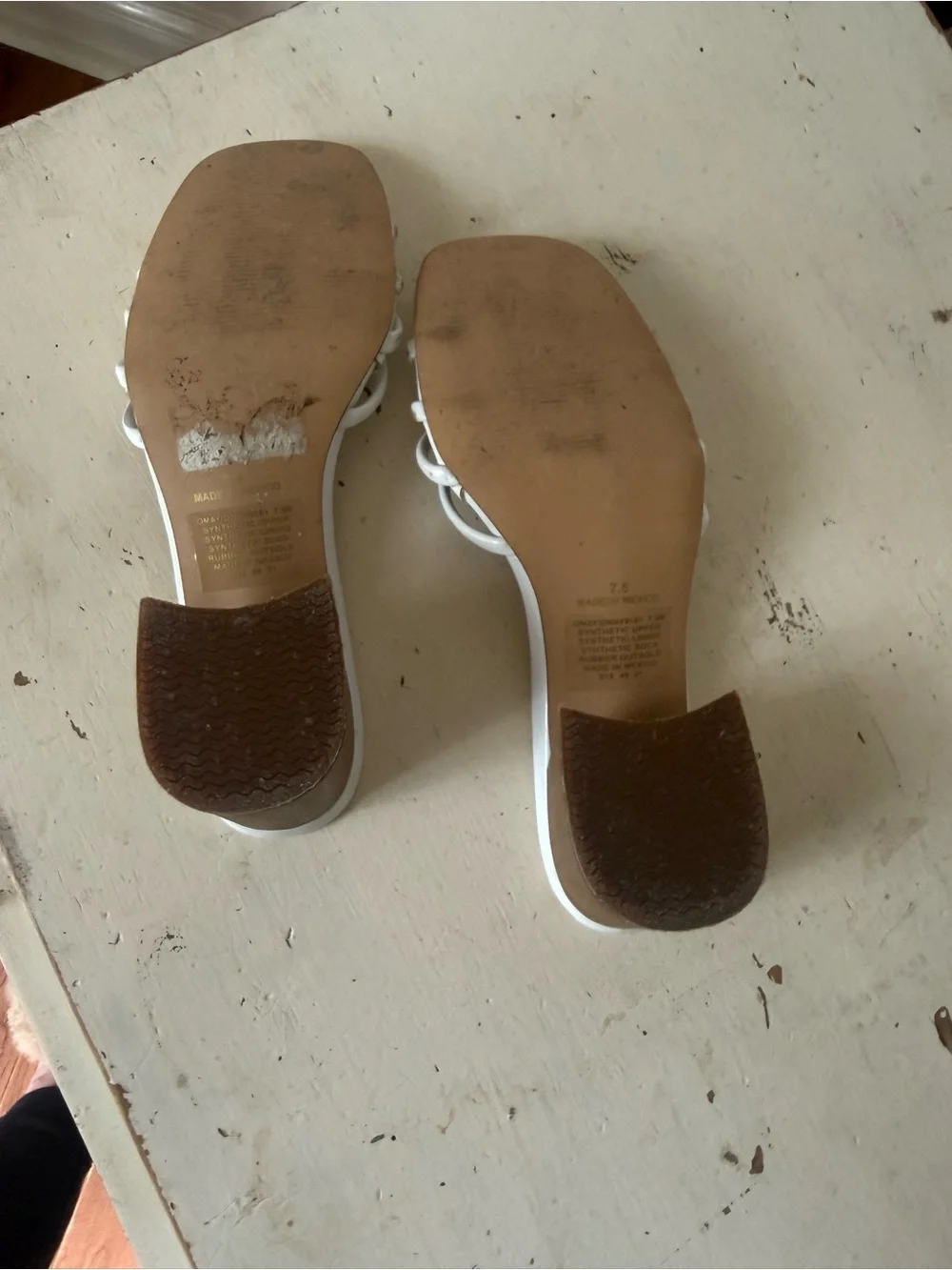 Steve Madden White Multi-Strap Square Toe Block Heel Mules - Picture 4 of 4